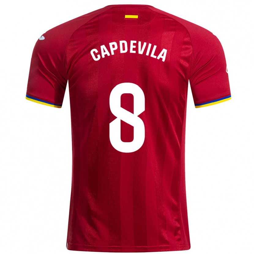 Danxen Kid Adrià Capdevila #8 Red Yellow Blue Away Jersey 2025/26 T-Shirt