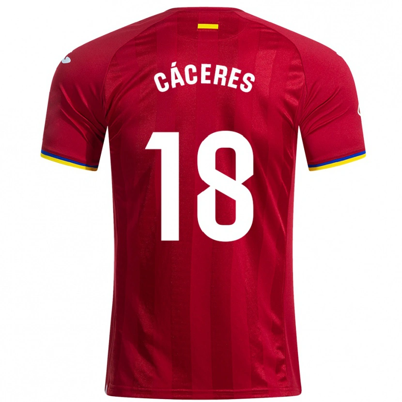 Danxen Kid Damián Cáceres #18 Red Yellow Blue Away Jersey 2025/26 T-Shirt