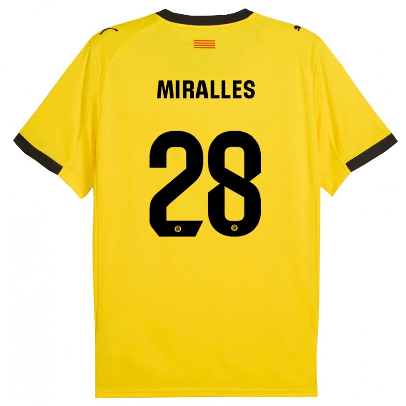 Danxen Kid Diego Miralles #28 Yellow Black Away Jersey 2025/26 T-Shirt