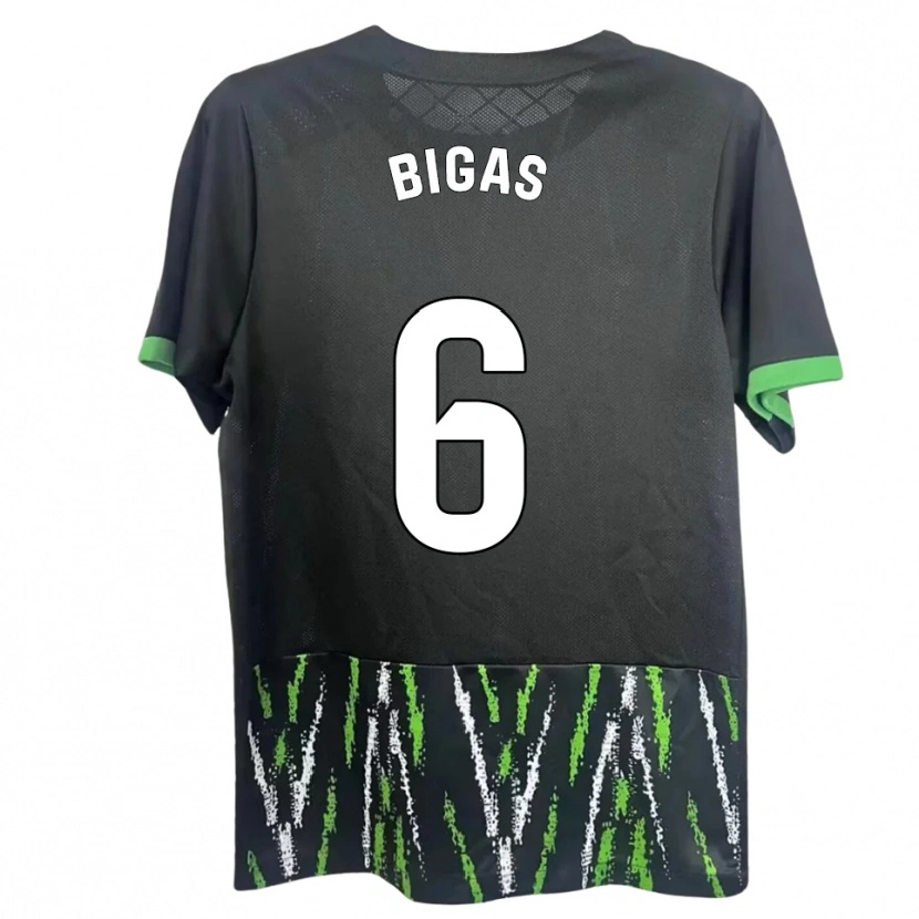 Danxen Kid Pedro Bigas #6 Black Green Away Jersey 2025/26 T-Shirt