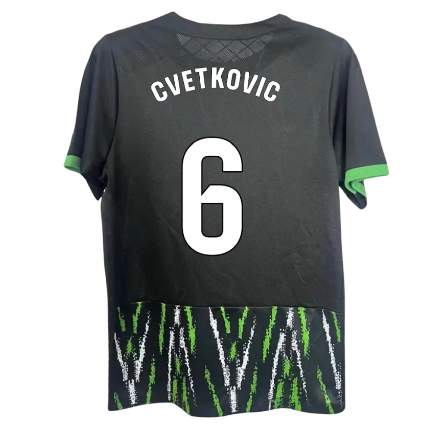 Danxen Kid Novak Cvetkovic #6 Black Green Away Jersey 2025/26 T-Shirt