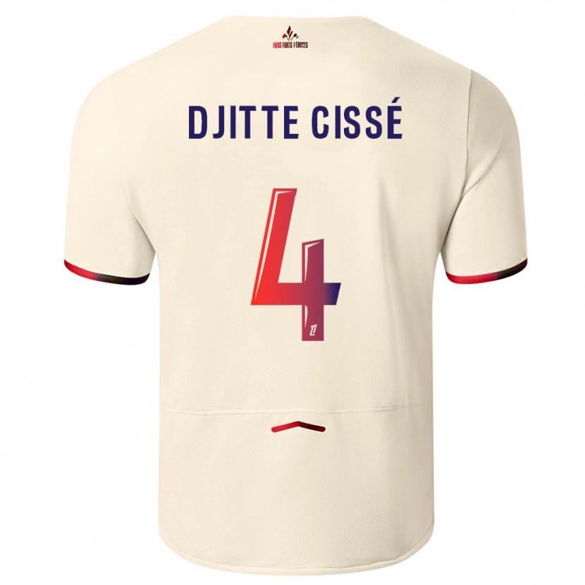 Danxen Kid Babacar Djitte Cissé #4 Off-White Red Away Jersey 2025/26 T-Shirt