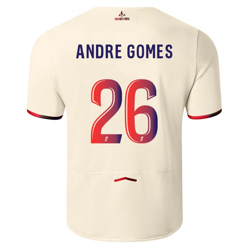 Danxen Kid André Gomes #26 Off-White Red Away Jersey 2025/26 T-Shirt