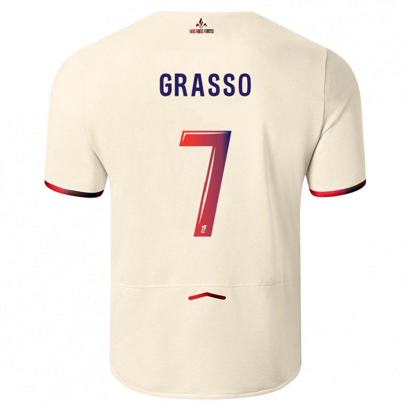 Danxen Kid Enzo Grasso #7 Off-White Red Away Jersey 2025/26 T-Shirt