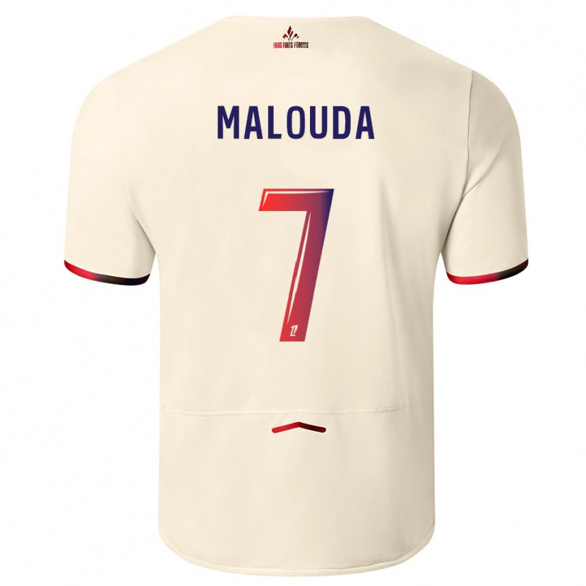 Danxen Kid Aaron Malouda #7 Off-White Red Away Jersey 2025/26 T-Shirt