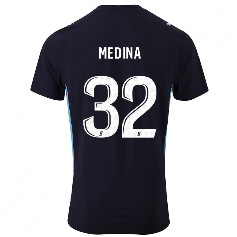Danxen Kid Facundo Medina #32 Black Sky Blue Away Jersey 2025/26 T-Shirt