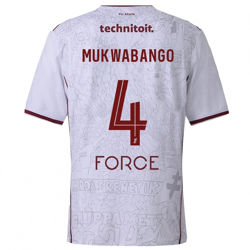 Danxen Kid Bénit Mukwabango #4 White Burgundy Away Jersey 2025/26 T-Shirt