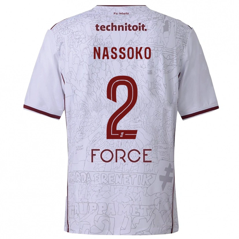 Danxen Kid Abdoulaye Nassoko #2 White Burgundy Away Jersey 2025/26 T-Shirt