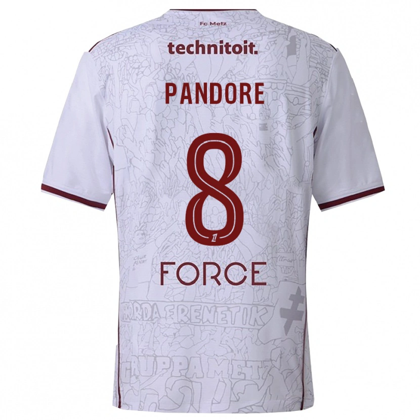 Danxen Kid Jahyann Pandore #8 White Burgundy Away Jersey 2025/26 T-Shirt