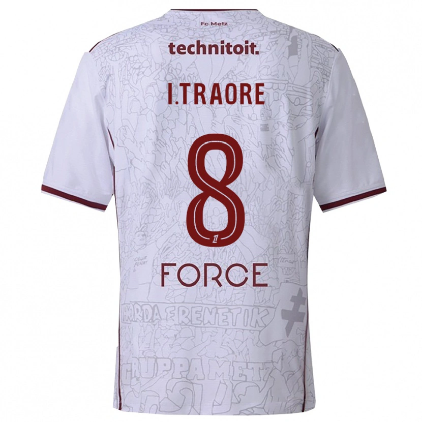 Danxen Kid Ismaël Traoré #8 White Burgundy Away Jersey 2025/26 T-Shirt