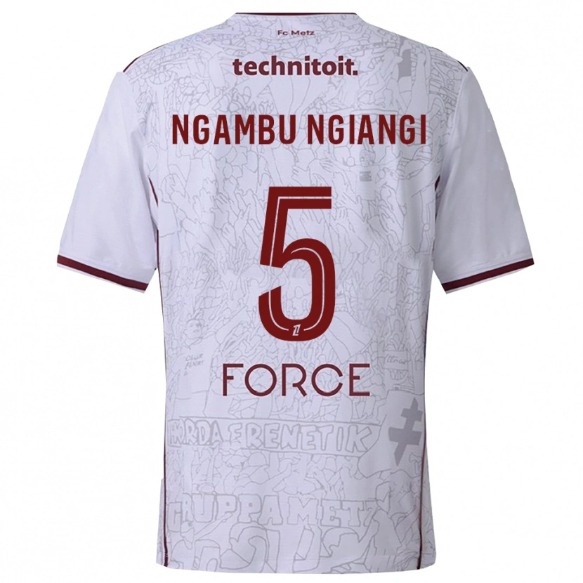 Danxen Kid Esther Ngambu Ngiangi #5 White Burgundy Away Jersey 2025/26 T-Shirt