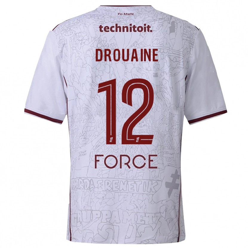 Danxen Kid Mathieu Drouaine #12 White Burgundy Away Jersey 2025/26 T-Shirt