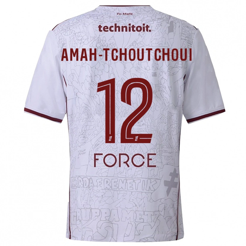 Danxen Kid Marco Amah-Tchoutchoui #12 White Burgundy Away Jersey 2025/26 T-Shirt