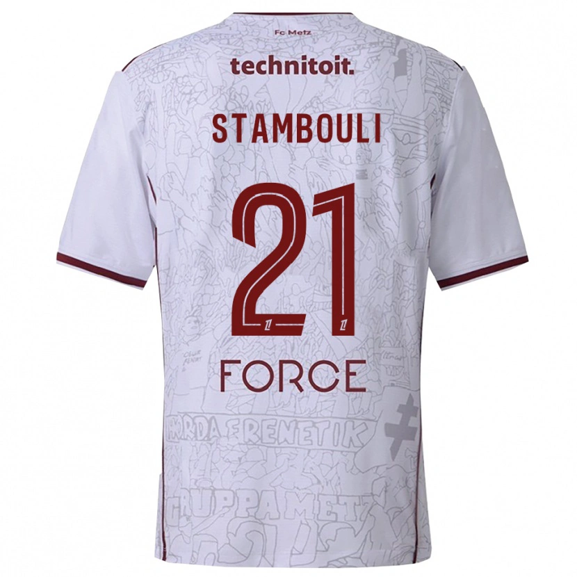 Danxen Kid Benjamin Stambouli #21 White Burgundy Away Jersey 2025/26 T-Shirt