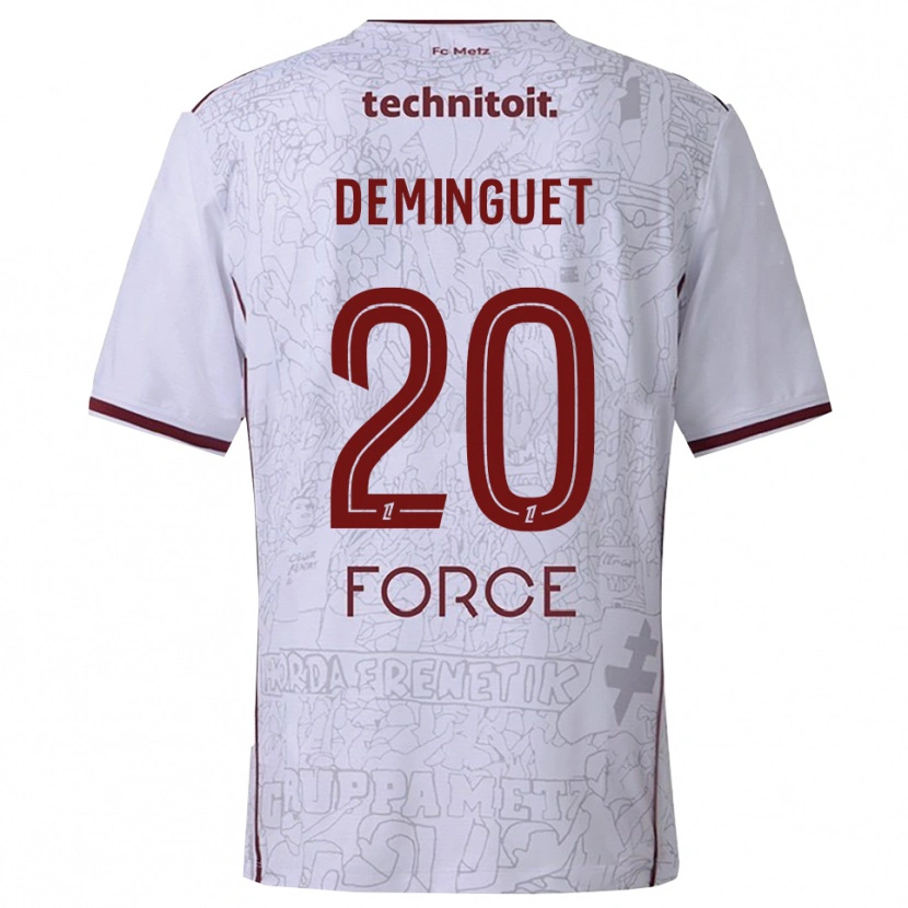Danxen Kid Jessy Deminguet #20 White Burgundy Away Jersey 2025/26 T-Shirt