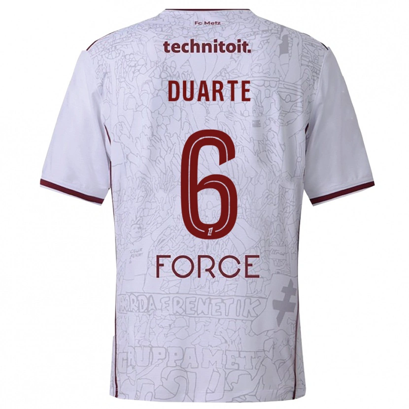 Danxen Kid Diego Duarte #6 White Burgundy Away Jersey 2025/26 T-Shirt