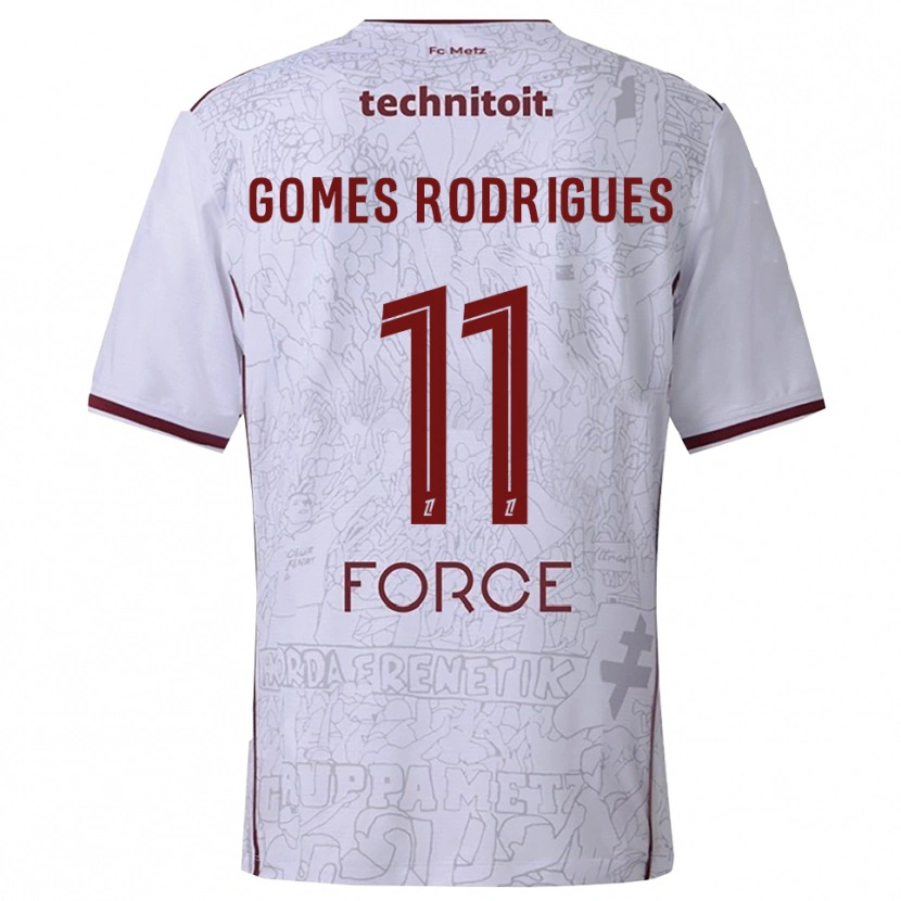 Danxen Kid Jess Gomes Rodrigues #11 White Burgundy Away Jersey 2025/26 T-Shirt