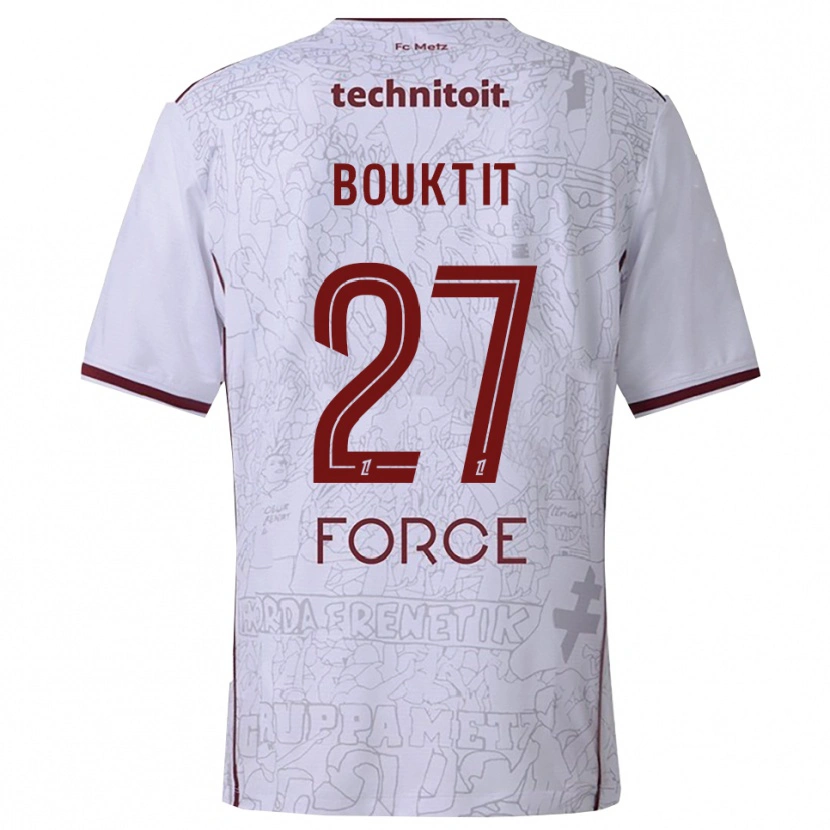 Danxen Kid Assia Bouktit #27 White Burgundy Away Jersey 2025/26 T-Shirt
