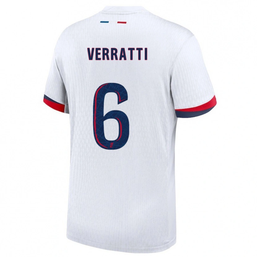 Danxen Kid Marco Verratti #6 White Red Away Jersey 2025/26 T-Shirt