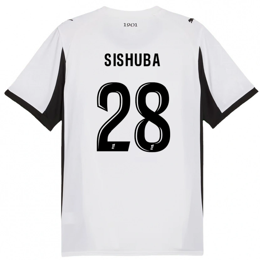 Danxen Kid Ayanda Sishuba #28 White Black Away Jersey 2025/26 T-Shirt