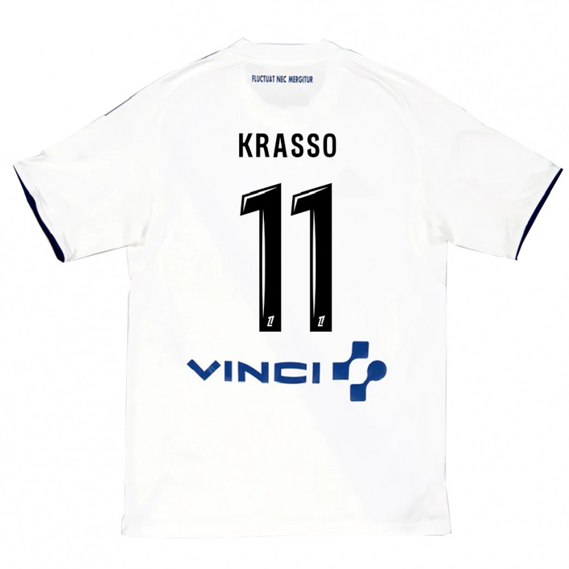 Danxen Kid Jean-Philippe Krasso #11 White Blue Away Jersey 2025/26 T-Shirt