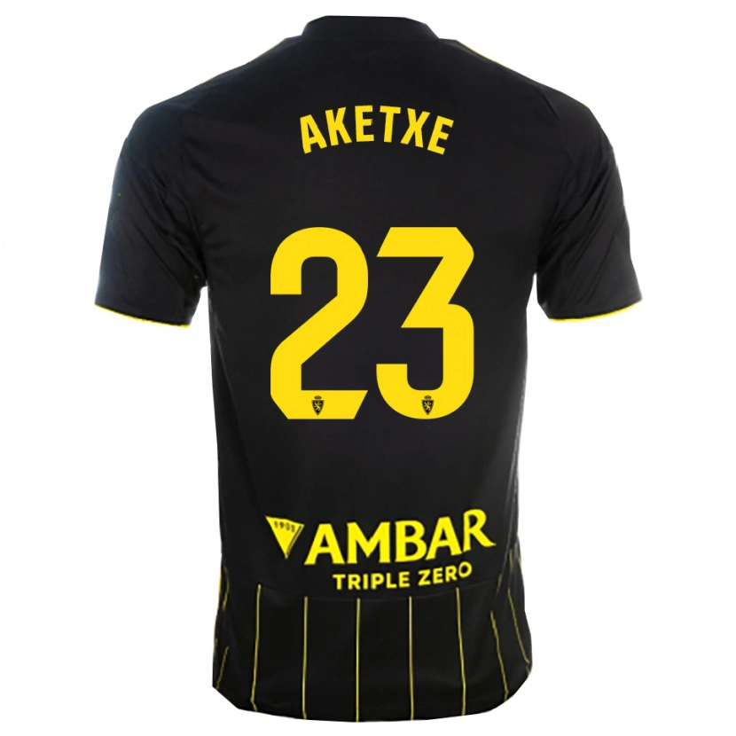 Danxen Kid Ager Aketxe #23 Black Yellwo Away Jersey 2025/26 T-Shirt