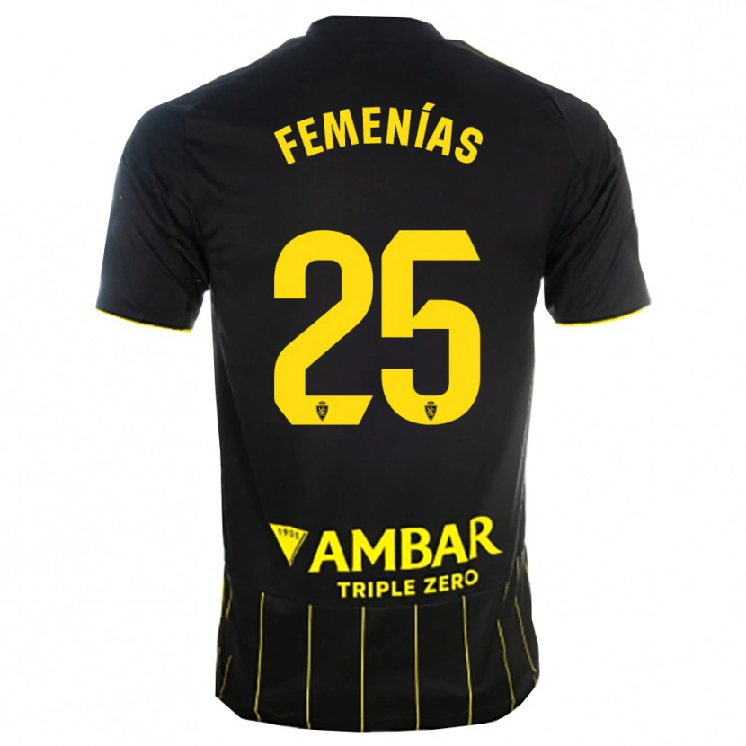 Danxen Kid Joan Femenías #25 Black Yellwo Away Jersey 2025/26 T-Shirt
