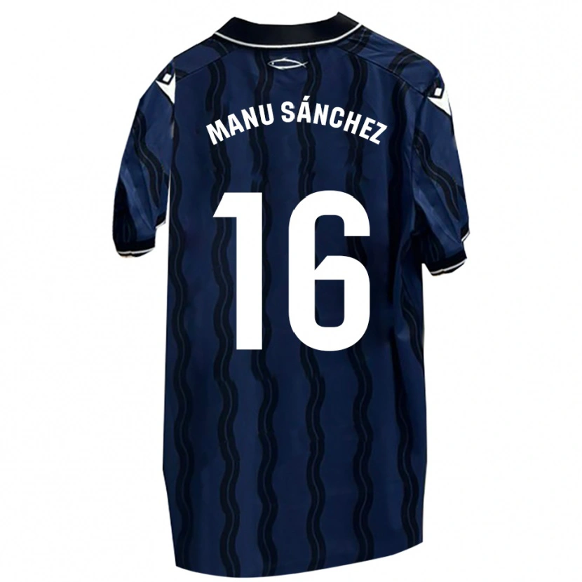 Danxen Kid Manu Sánchez #16 Dark Blue Black Away Jersey 2025/26 T-Shirt