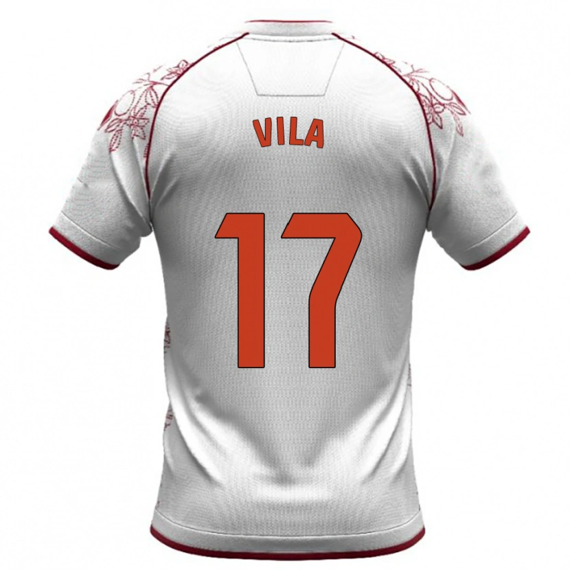 Danxen Kid Manu Vila #17 White Burgundy Away Jersey 2025/26 T-Shirt