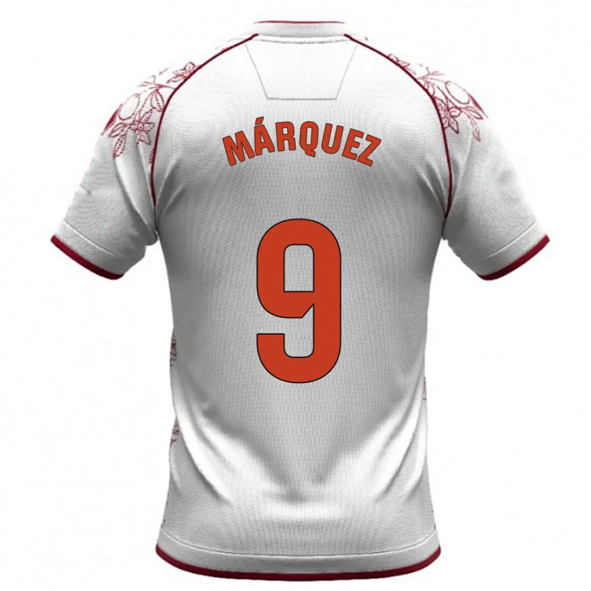 Danxen Kid Eddiel Márquez #9 White Burgundy Away Jersey 2025/26 T-Shirt