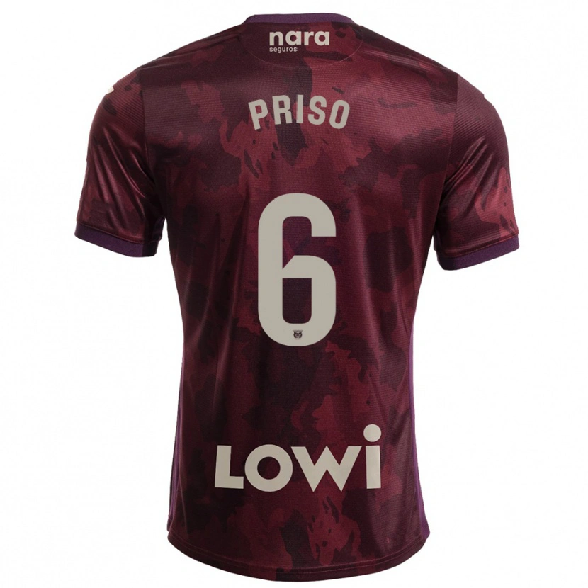 Danxen Kid Mike Priso #6 Burgundy White Away Jersey 2025/26 T-Shirt