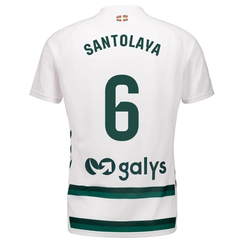 Danxen Kid Asier Santolaya #6 White Green Away Jersey 2025/26 T-Shirt
