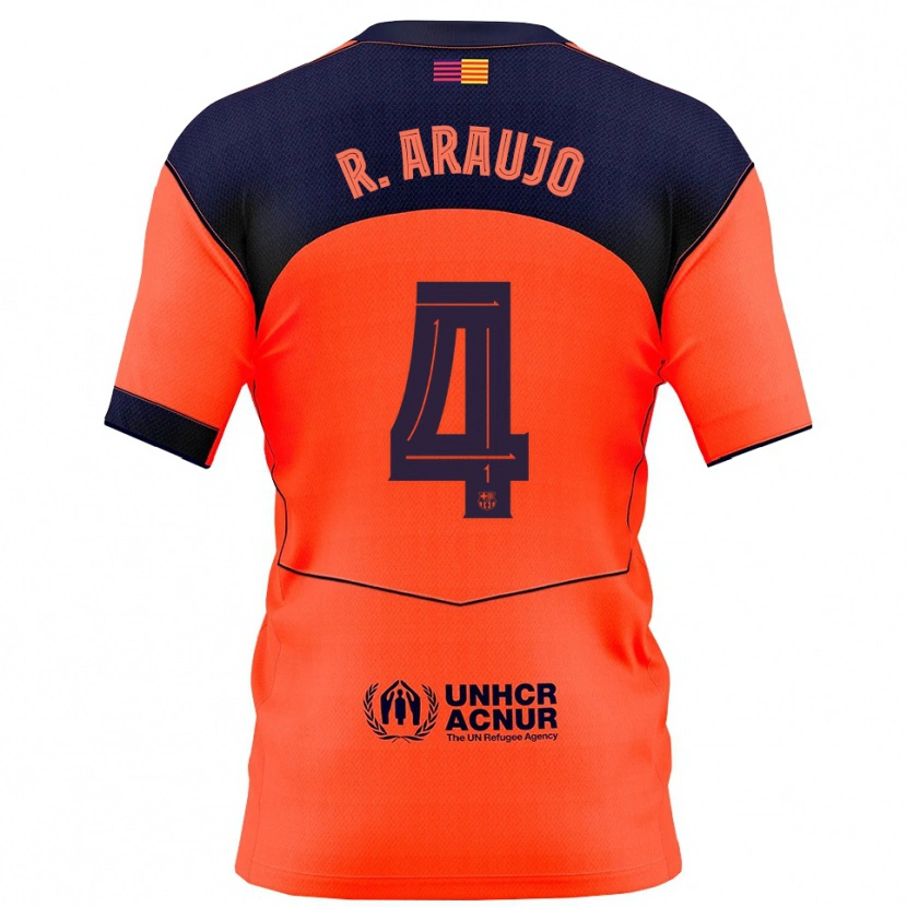 Danxen Kid Ronald Araujo #4 Orange Navy Third Jersey 2025/26 T-Shirt