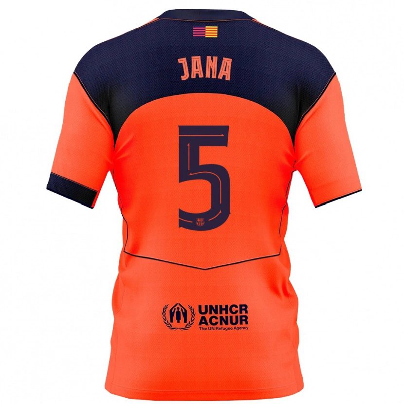 Danxen Kid Jana Fernández #5 Orange Navy Third Jersey 2025/26 T-Shirt