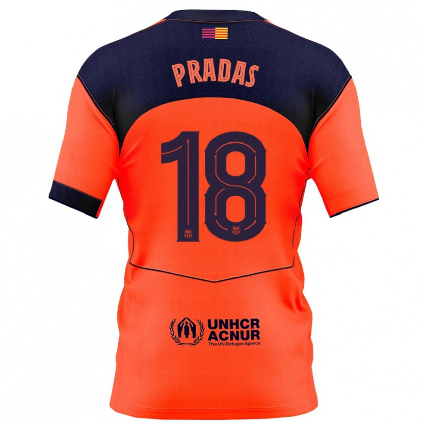 Danxen Kid Arnau Pradas #18 Orange Navy Third Jersey 2025/26 T-Shirt