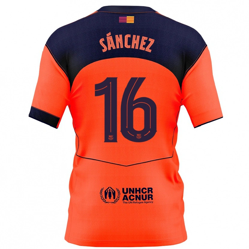Danxen Kid Edu Sánchez #16 Orange Navy Third Jersey 2025/26 T-Shirt
