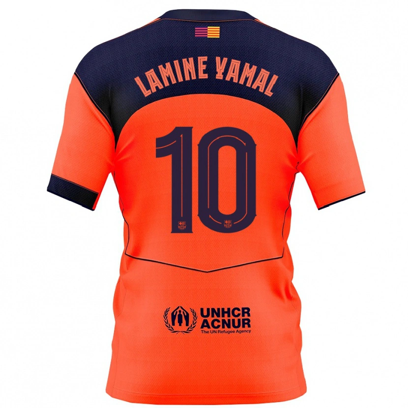 Danxen Kid Lamine Yamal #10 Orange Navy Third Jersey 2025/26 T-Shirt