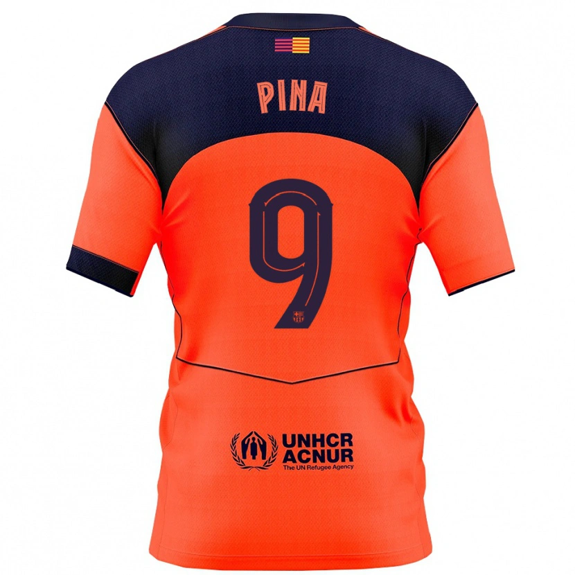Danxen Kid Claudia Pina Medina #9 Orange Navy Third Jersey 2025/26 T-Shirt