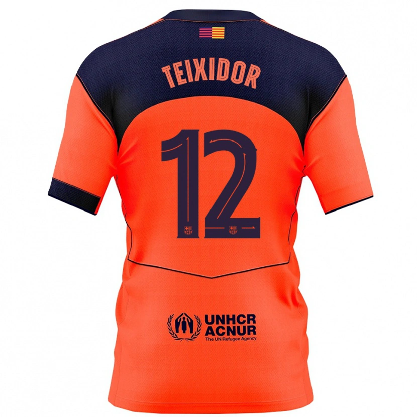 Danxen Kid Nil Teixidor #12 Orange Navy Third Jersey 2025/26 T-Shirt