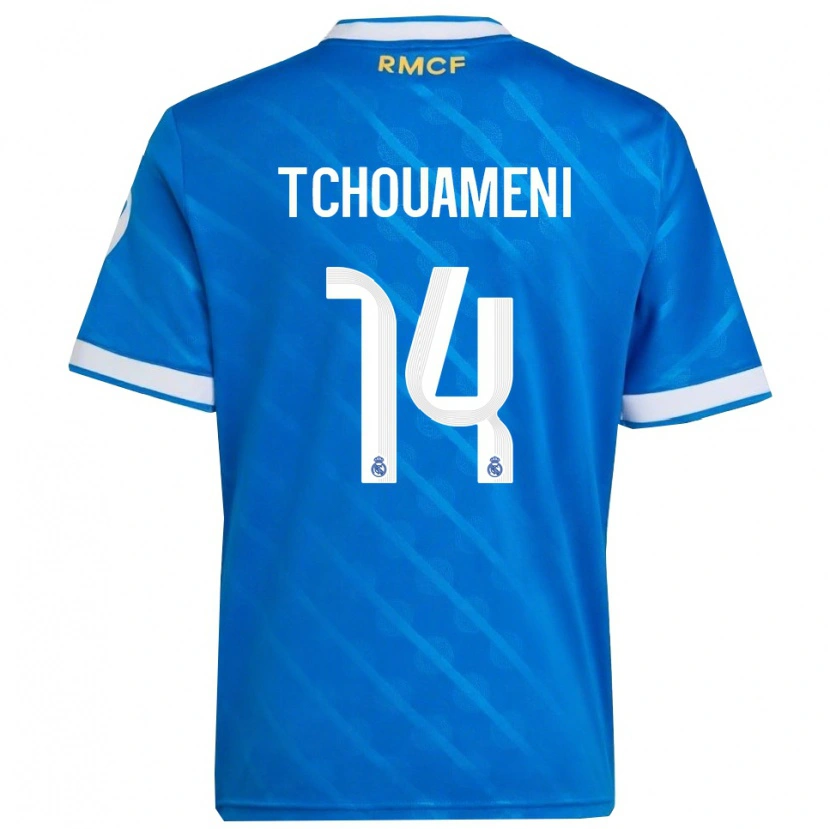 Danxen Kid Aurélien Tchouaméni #14 Blue  White Third Jersey 2025/26 T-Shirt