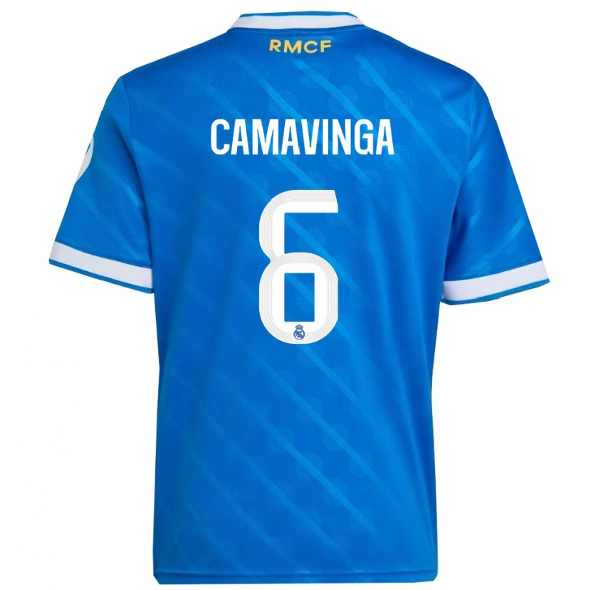 Danxen Kid Eduardo Camavinga #6 Blue  White Third Jersey 2025/26 T-Shirt