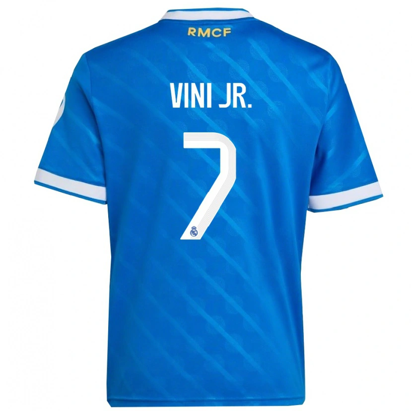 Danxen Kid Vinicius Junior #7 Blue  White Third Jersey 2025/26 T-Shirt