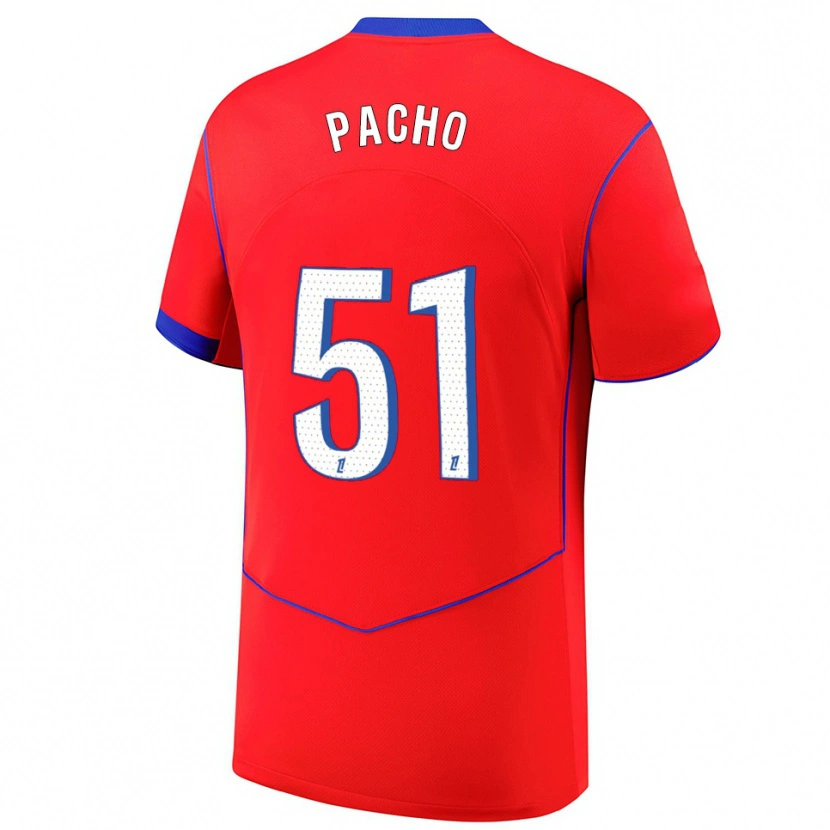 Danxen Kid Willian Pacho #51 Red Blue White Third Jersey 2025/26 T-Shirt