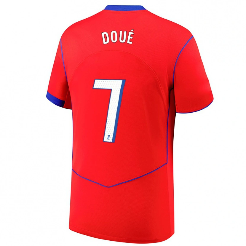 Danxen Kid Eddy Doué #7 Red Blue White Third Jersey 2025/26 T-Shirt