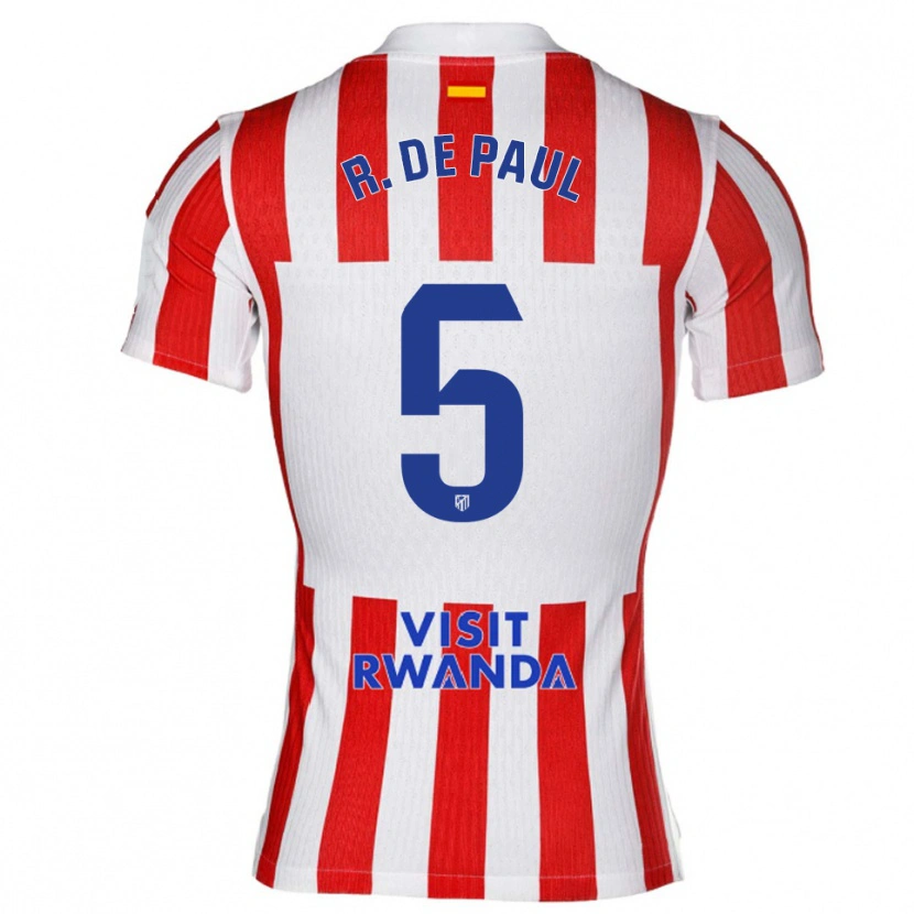 Danxen Men Rodrigo De Paul #5 Red White Home Jersey 2025/26 T-Shirt
