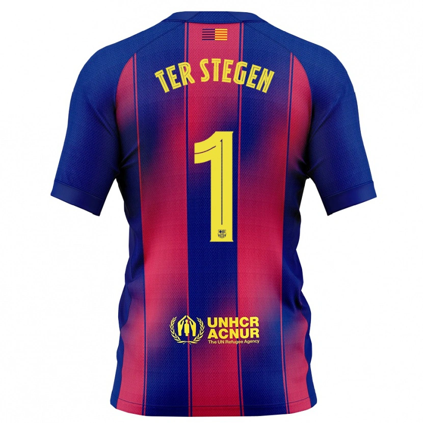 Danxen Men Marc-André Ter Stegen #1 Blue Red Home Jersey 2025/26 T-Shirt