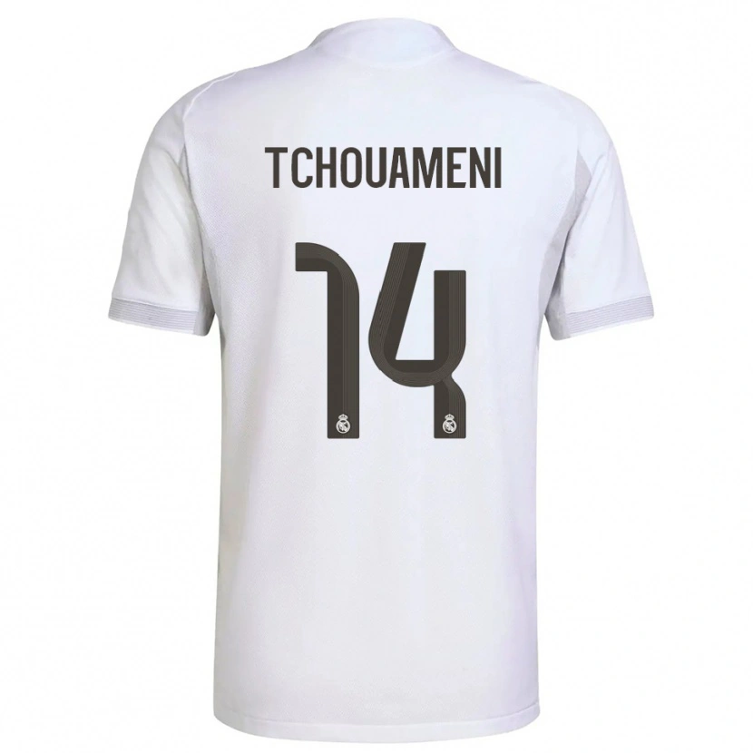 Danxen Men Aurélien Tchouaméni #14 White Yellow Home Jersey 2025/26 T-Shirt