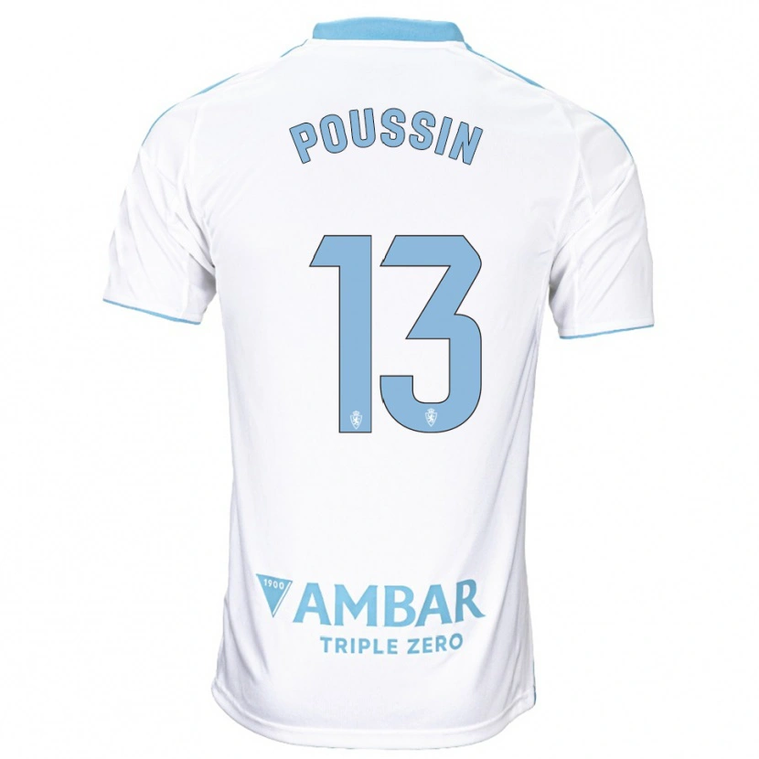 Danxen Men Gaëtan Poussin #13 White Sky Blue Home Jersey 2025/26 T-Shirt