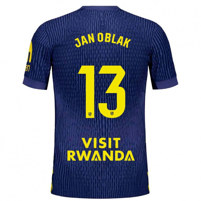 Danxen Men Jan Oblak #13 Navy Yellow Away Jersey 2025/26 T-Shirt