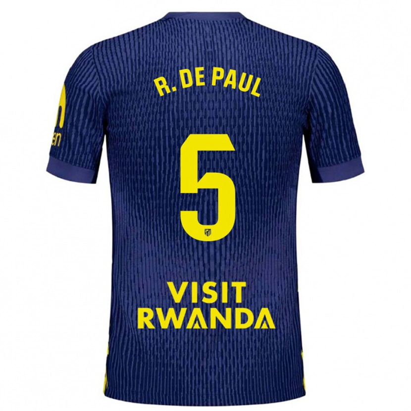 Danxen Men Rodrigo De Paul #5 Navy Yellow Away Jersey 2025/26 T-Shirt
